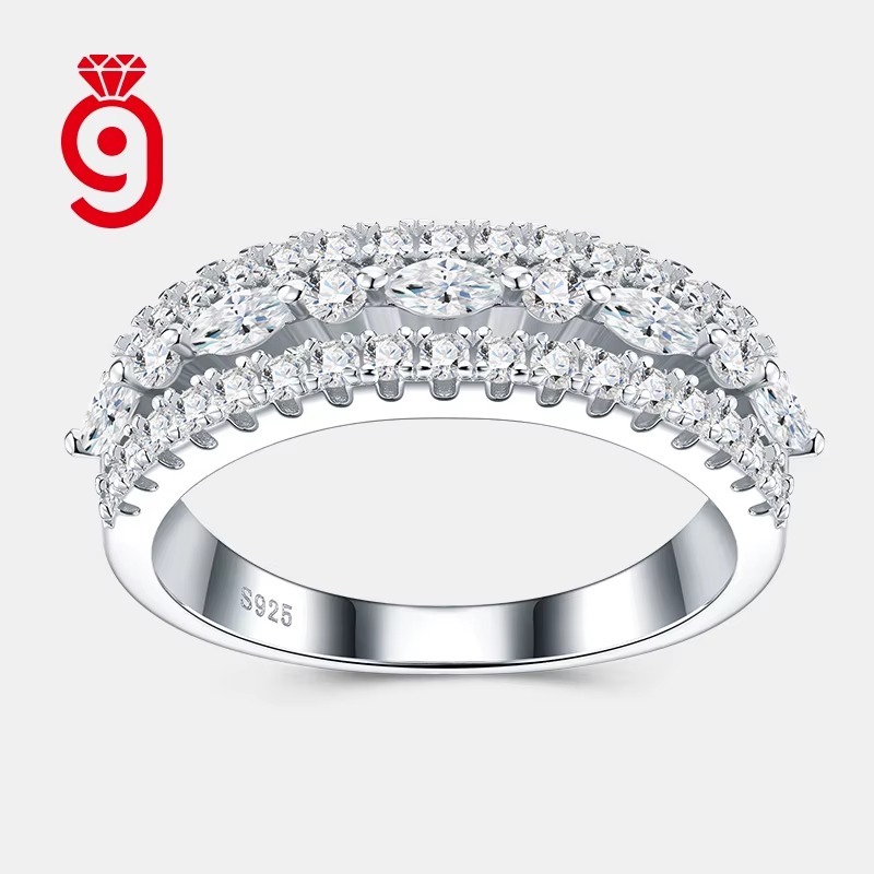 Women's S925 Sterling Silver Moissanite Engagement Ring, Bridal